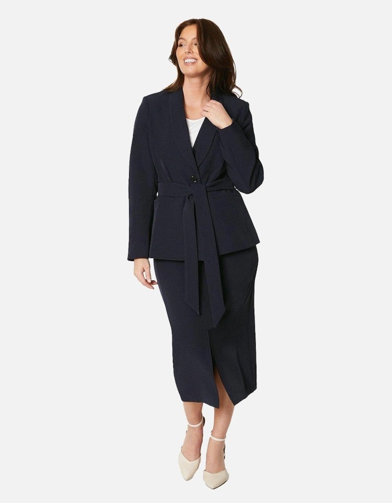 Womens/Ladies Belted Single-Breasted Blazer