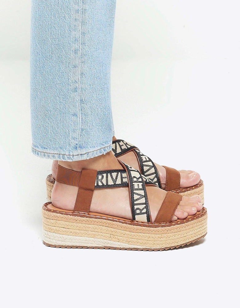 Cross Strap Espadrille Sandal - Light Brown