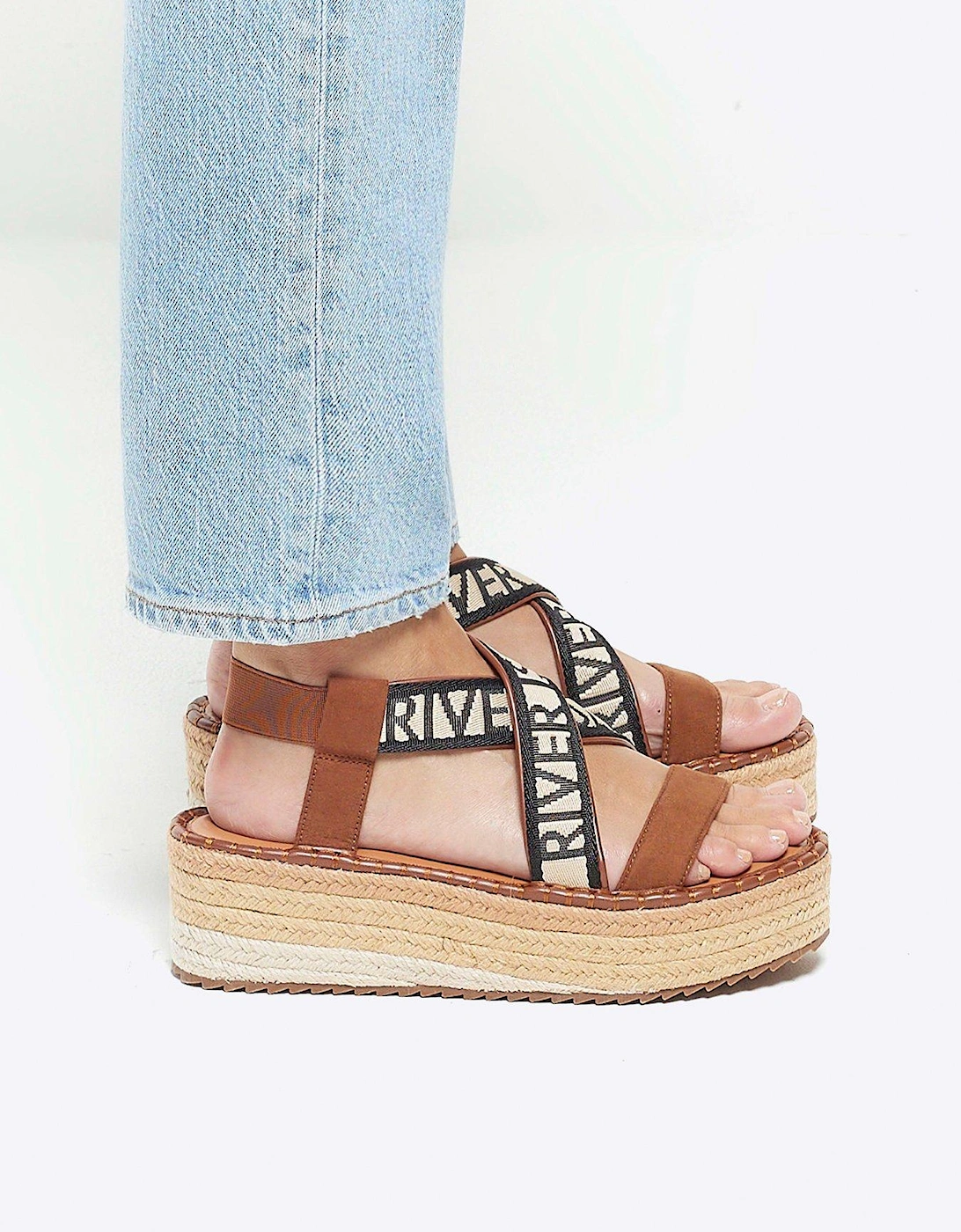 Cross Strap Espadrille Sandal - Light Brown