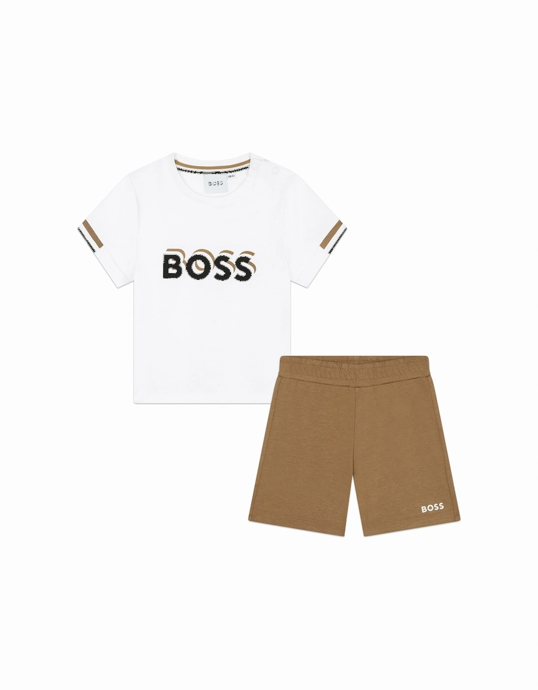 Infants T-Shirt & Short Set (White/Cookie), 4 of 3