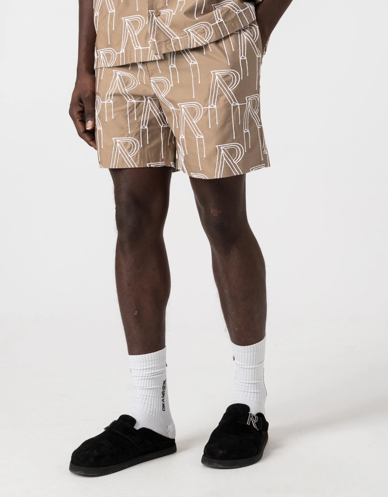 Embroidered Initial Tailored Shorts