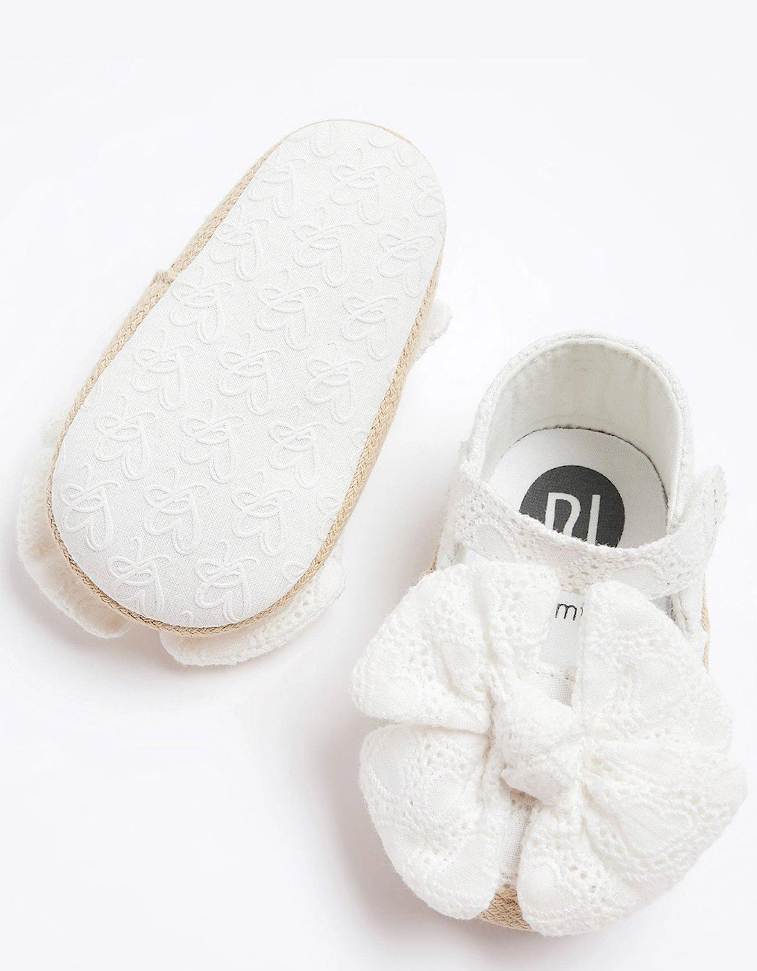 Baby Girl Broderie Bow Sandals - White