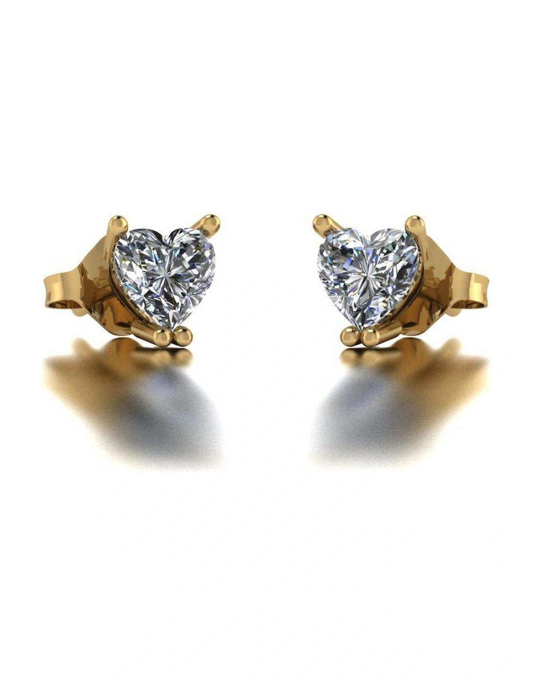 9ct Gold 0.70ct Heart Solitaire Earrings