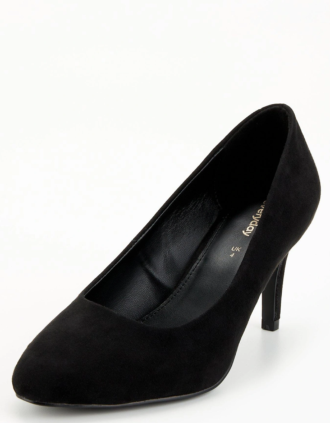 Wide Heel Court Shoe - Black