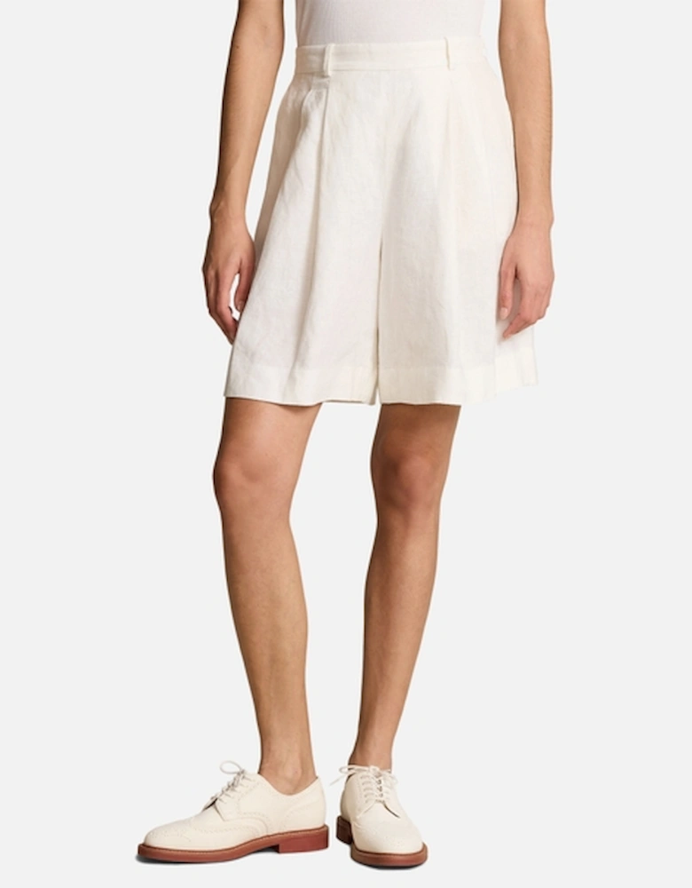 Linen-Blend High-Waisted Shorts