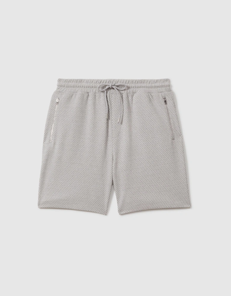 Cotton Blend Jacquard Drawstring Shorts