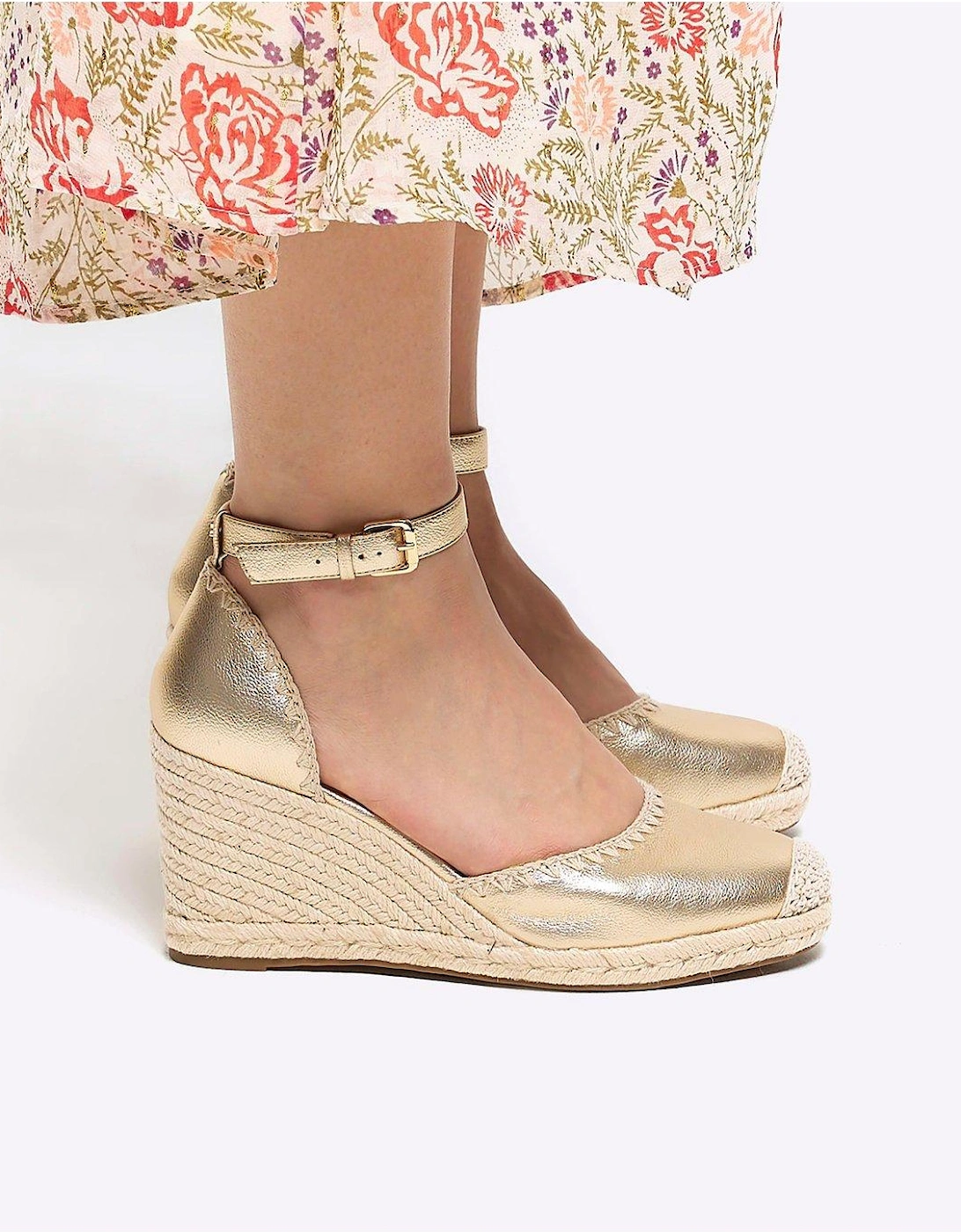 Wedged Espadrille - Gold