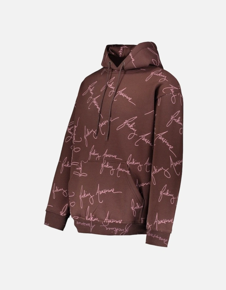 Cursive Hoodie - Brown