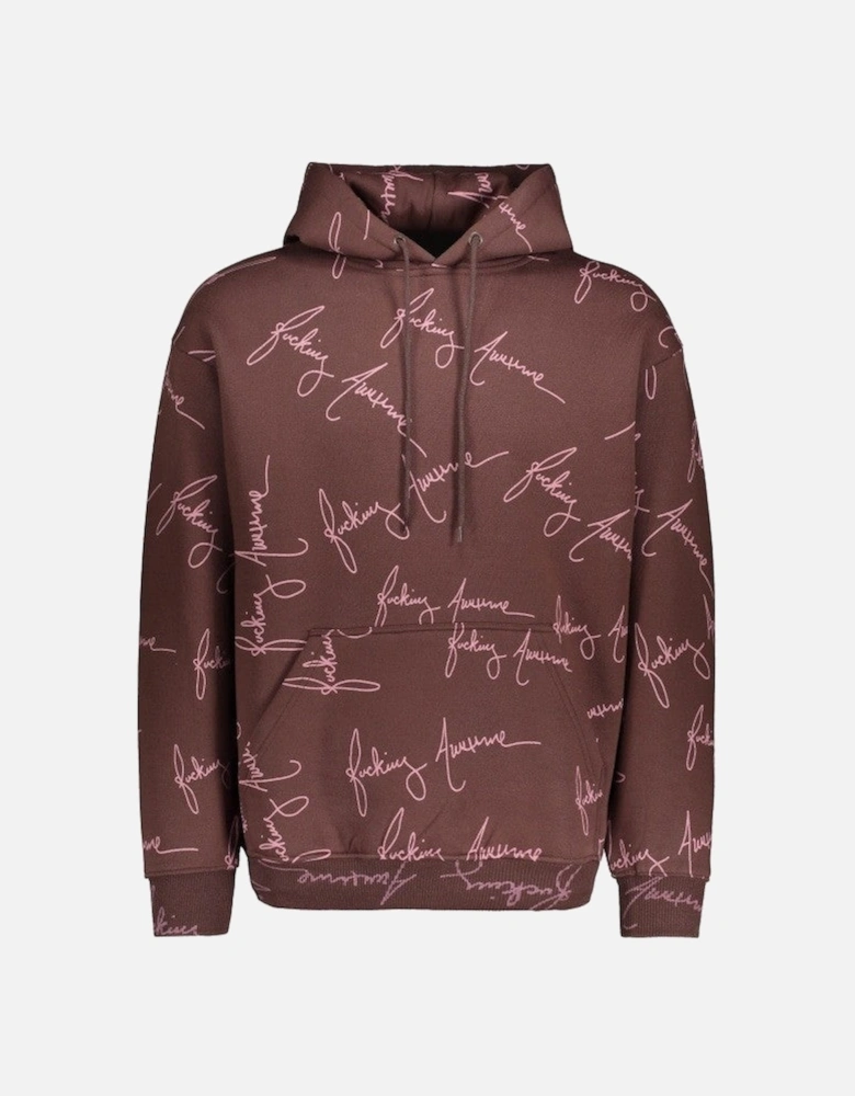 Cursive Hoodie - Brown