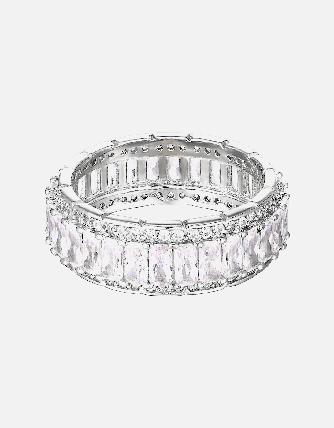 Sterling Sliver Cubic Zirconia Baguette Stone Eternity Ring
