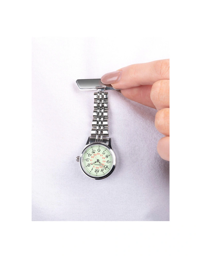 Ladies Silver Stainless Steel Fob with Silver Dial Watch