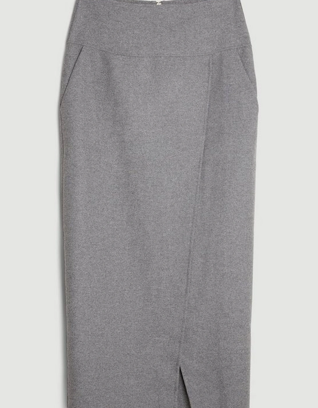 Tailored Double Faced Wool Blend Maxi Skirt