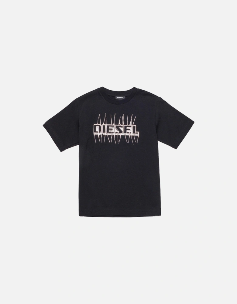 Boys Black T-Shirt With metallic Print