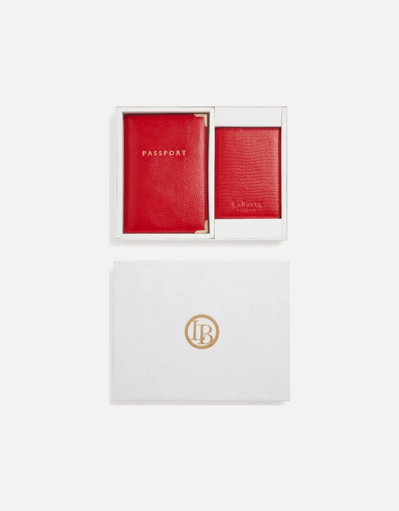 Nutcombe Red Passport Holder & bi-fold CC holder Gift Box