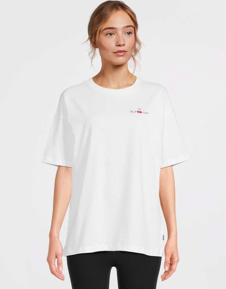 Womens Oversized Cherry T-shirt - White