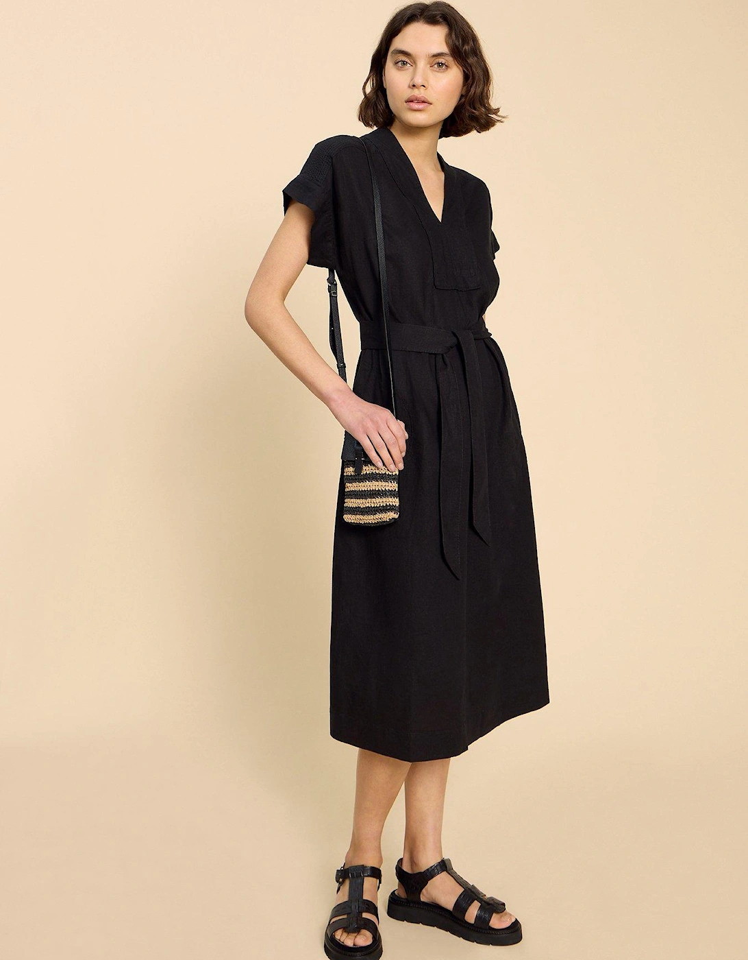 Marianne Linen Blend Dress - Black, 7 of 6