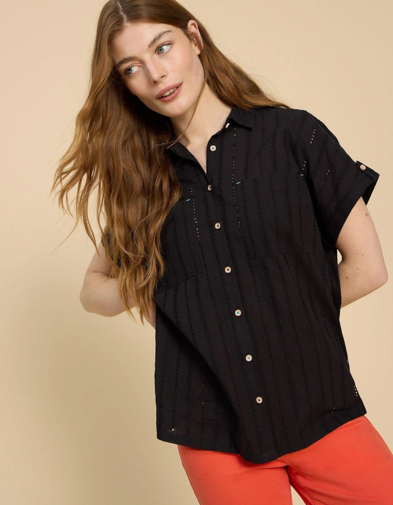 Ellie Cotton Broderie Shirt - Black