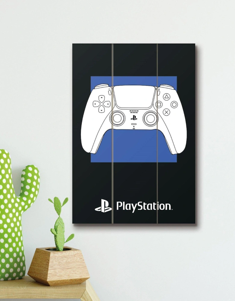 Playstation Bold Controller Print On Wood