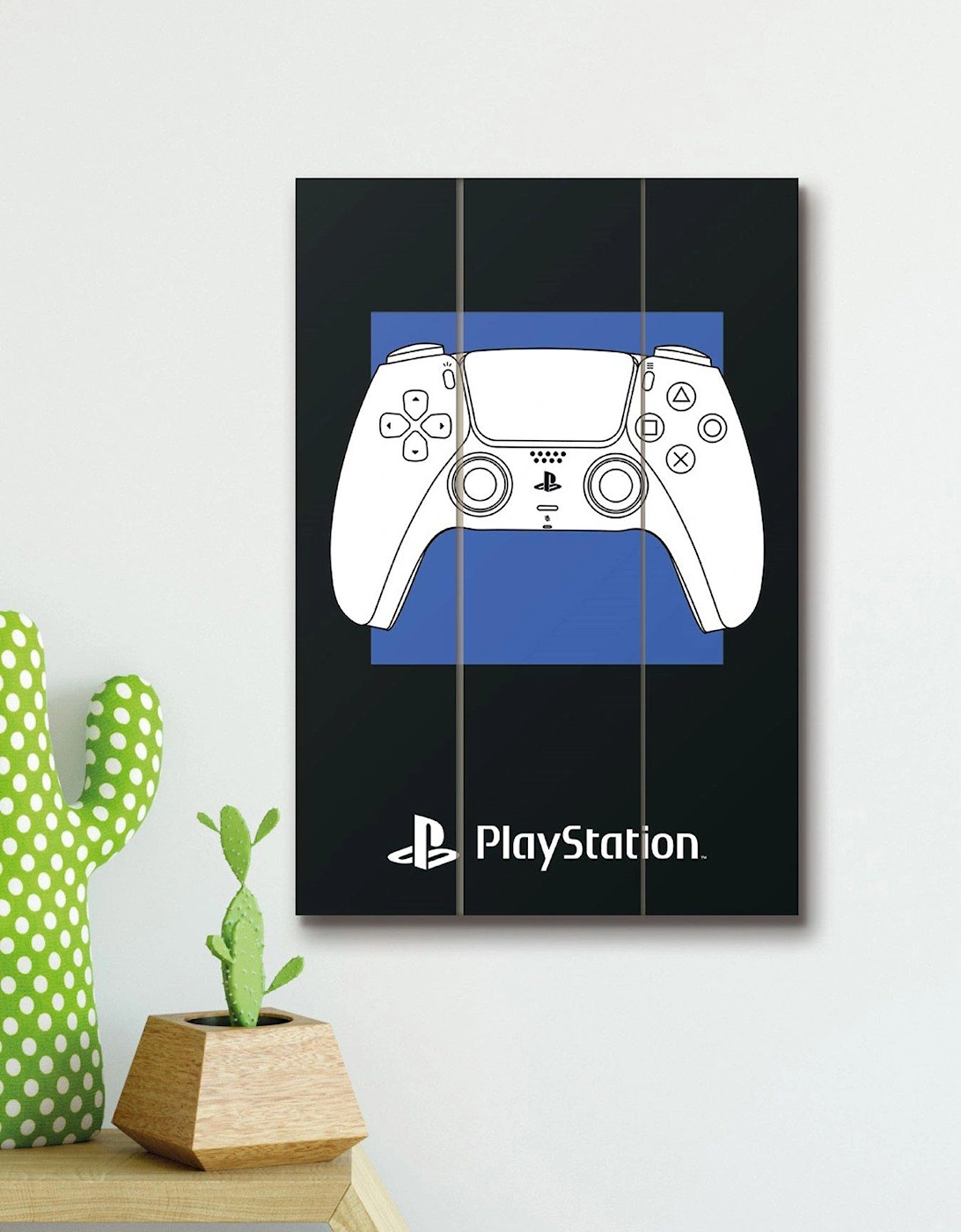 Playstation Bold Controller Print On Wood, 2 of 1