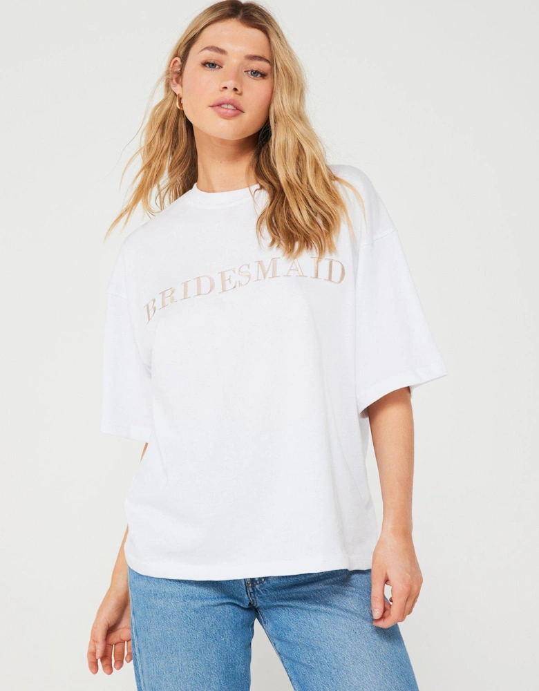 Bridesmaid Embroidered Tee - Champagne