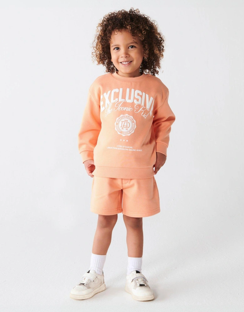Mini Mini Boys Graphic Sweatshirt Set - Orange