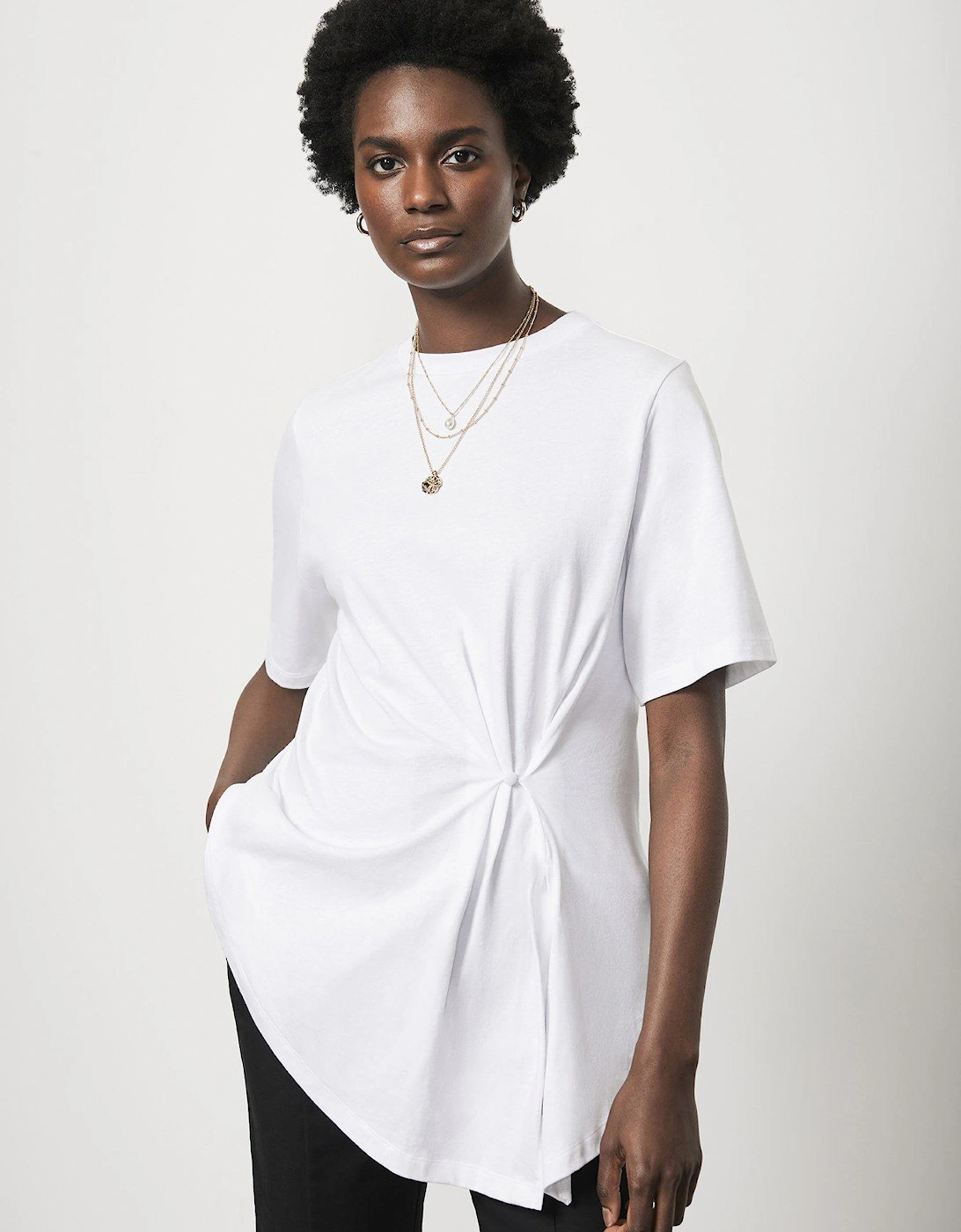 Ruched Button Split T-Shirt, 2 of 1