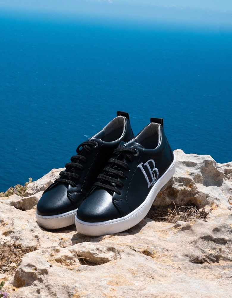 LB Black Apple Leather Sneakers for Women