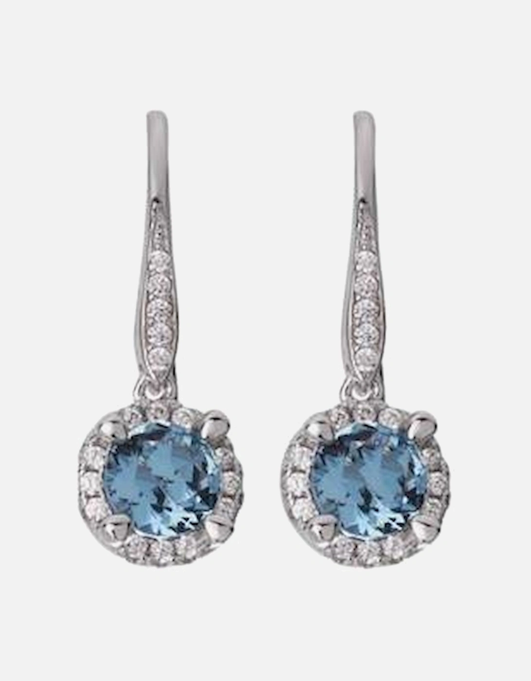 Silver blue drop earrings encrusted with CZ, 2 of 1