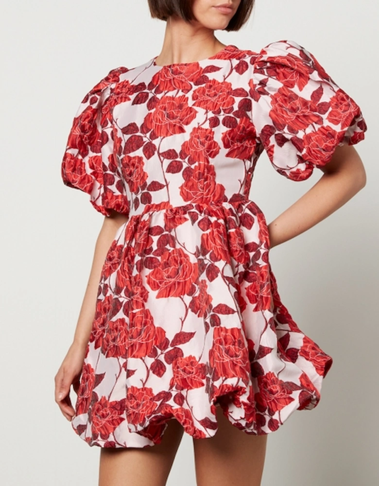 Wild Berry Floral-Jacquard Dress