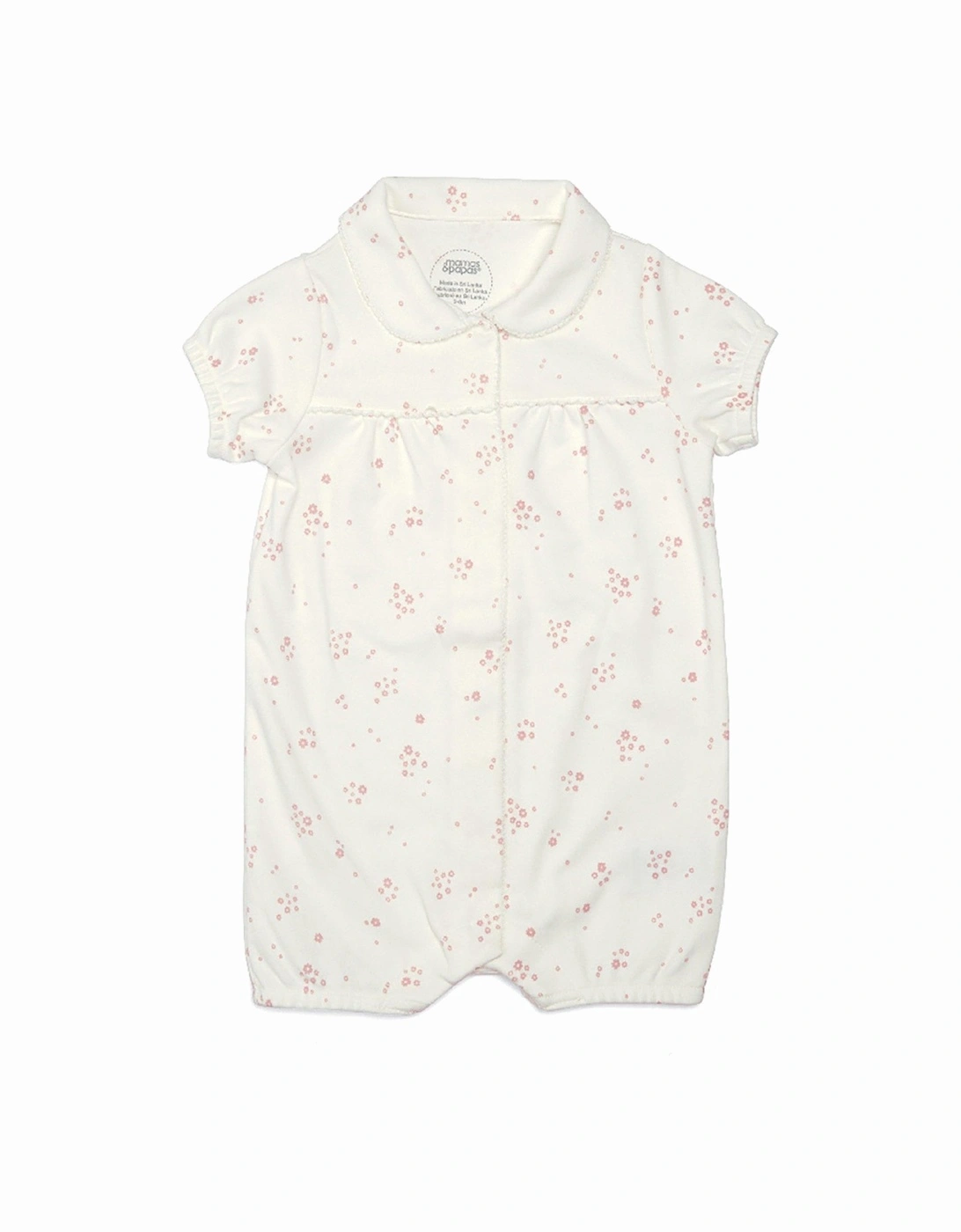 Baby Girls Ditsy Collar Pyjama Romper - White, 2 of 1