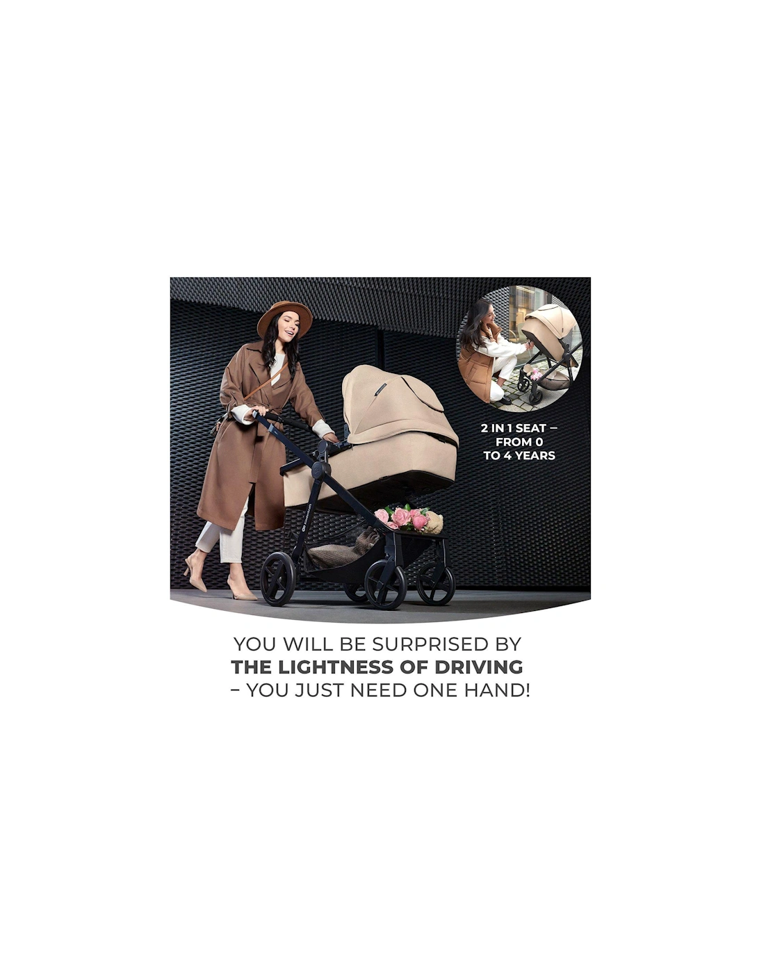 4-in-1 NEWLY Travel System (with MINK PRO i-size Car Seat and an ISOFIX Base) - Beige