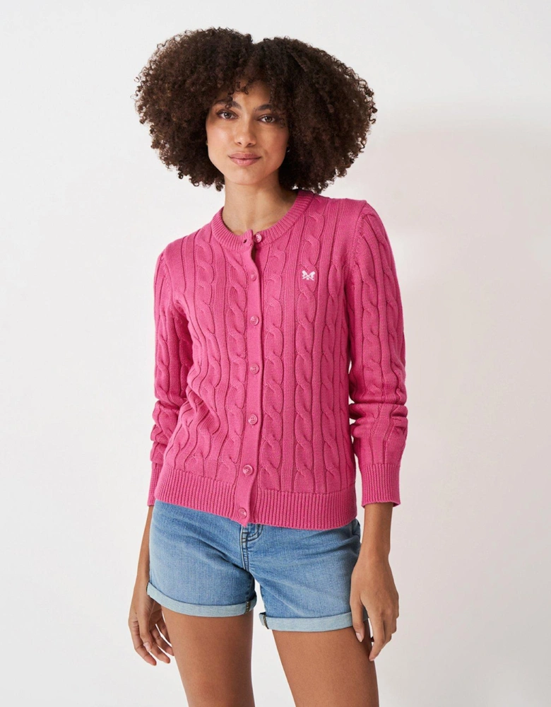 Summer Heritage Cable Knit Cardigan -Pink