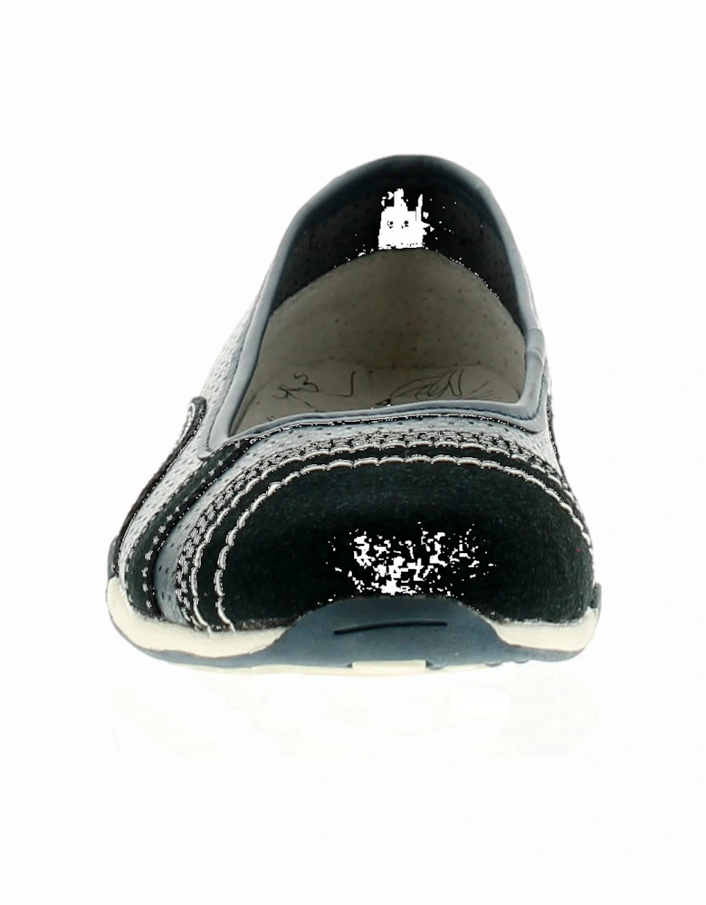 Womens Flat Shoes jackie leather Slip On navy UK Size