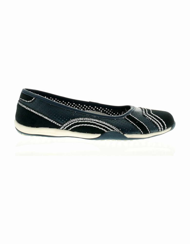 Womens Flat Shoes jackie leather Slip On navy UK Size