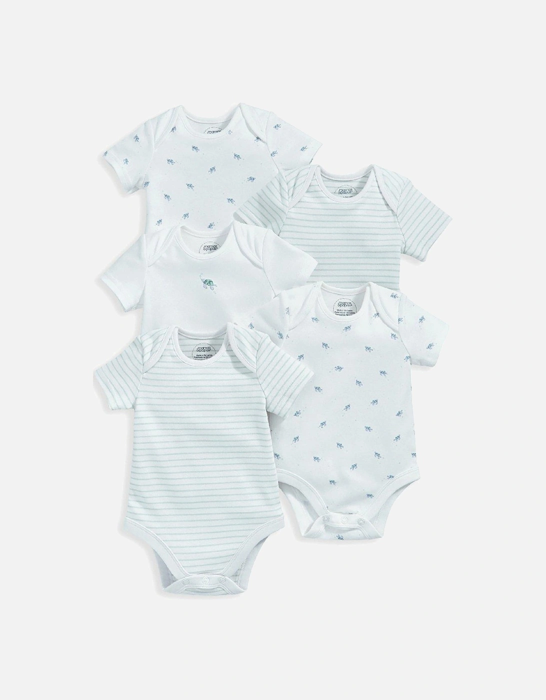 Baby Boys 5 Pack Turtle Short Sleeve Bodysuits - Blue, 2 of 1