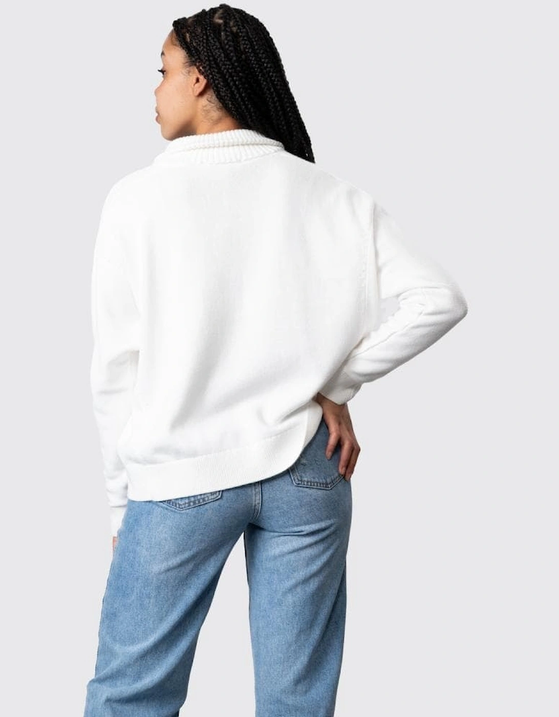 Oversized Zip-Up High-Neck Womens Sweater