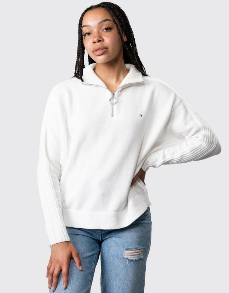 Oversized Zip-Up High-Neck Womens Sweater