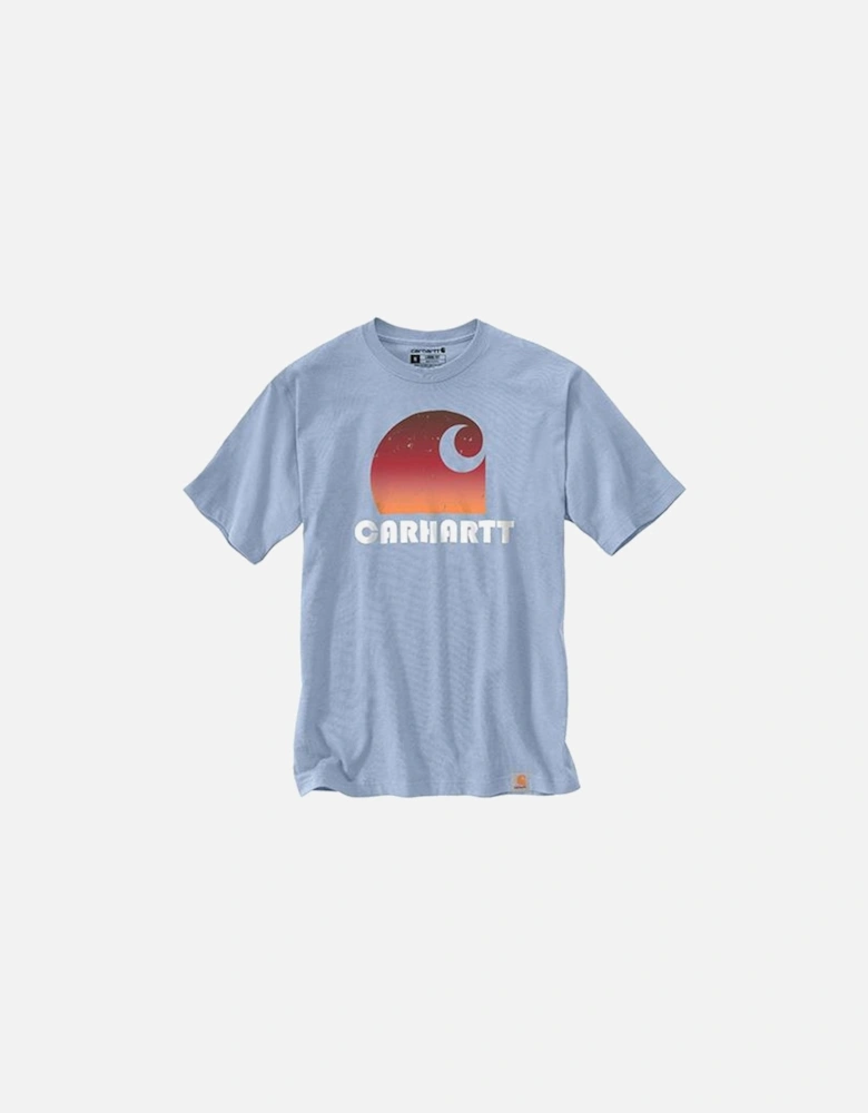 Carhartt Men's Loose Fit Heavyweight Short Sleeve C Graphic T-Shirt Fog Blue