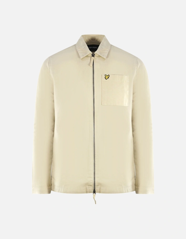 Lyle & Scott Twill Beige Overshirt Jacket