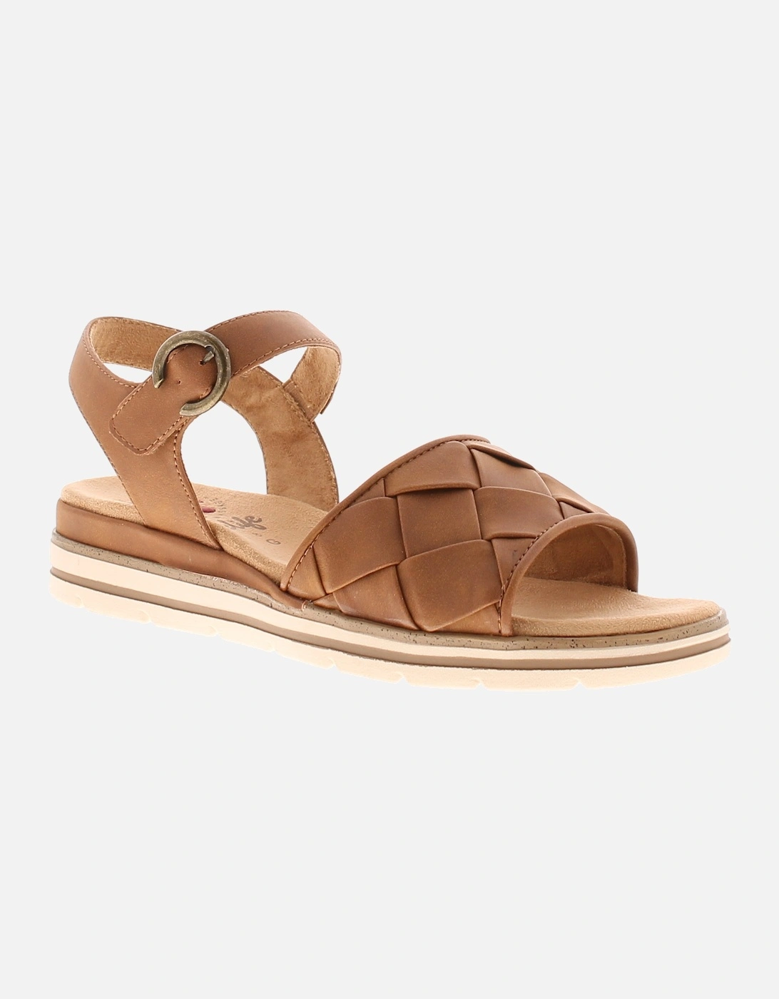 Womens Wedge Sandals Retain Buckle tan UK Size, 6 of 5