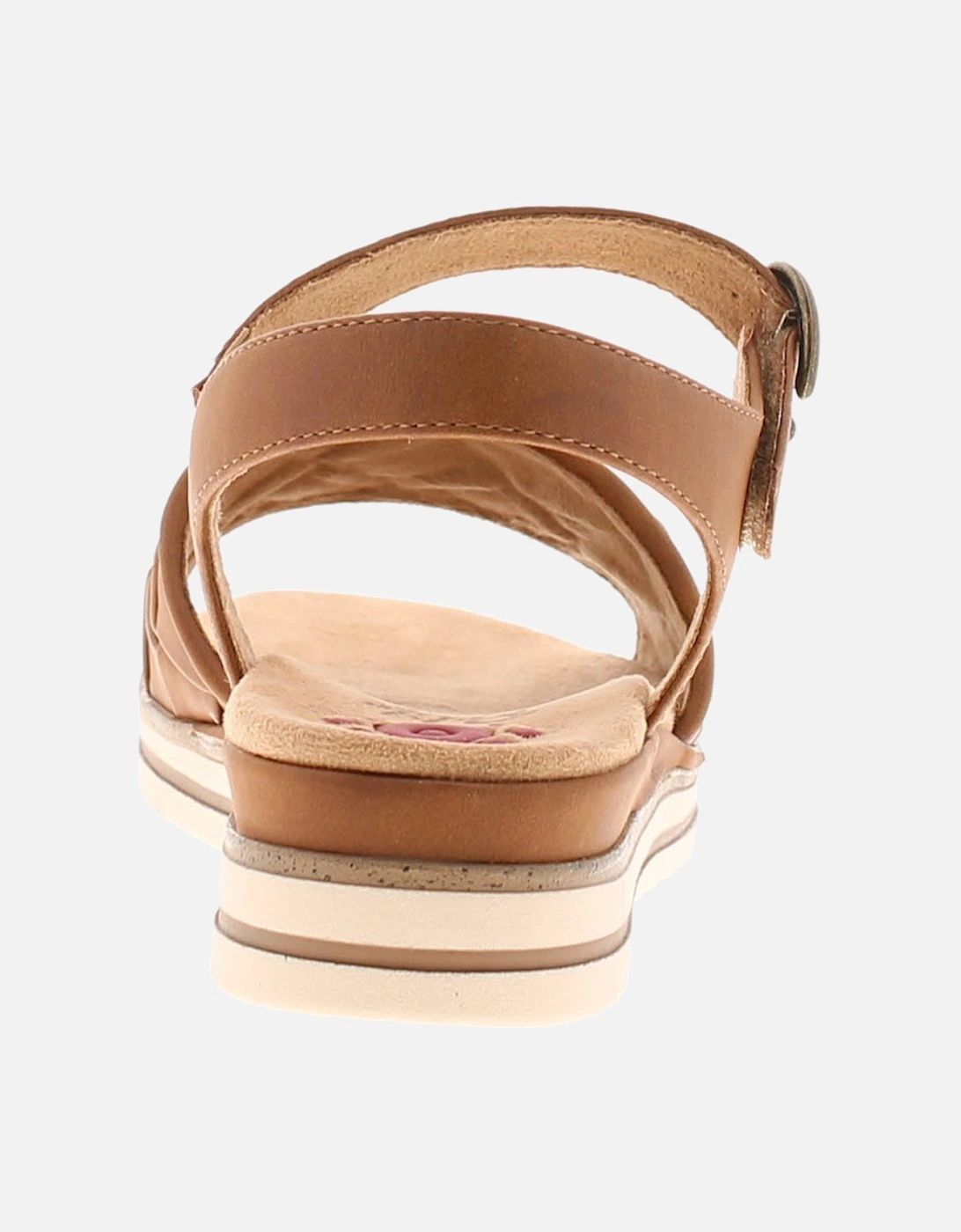 Womens Wedge Sandals Retain Buckle tan UK Size