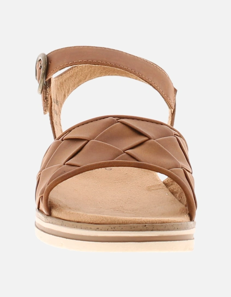 Womens Wedge Sandals Retain Buckle tan UK Size