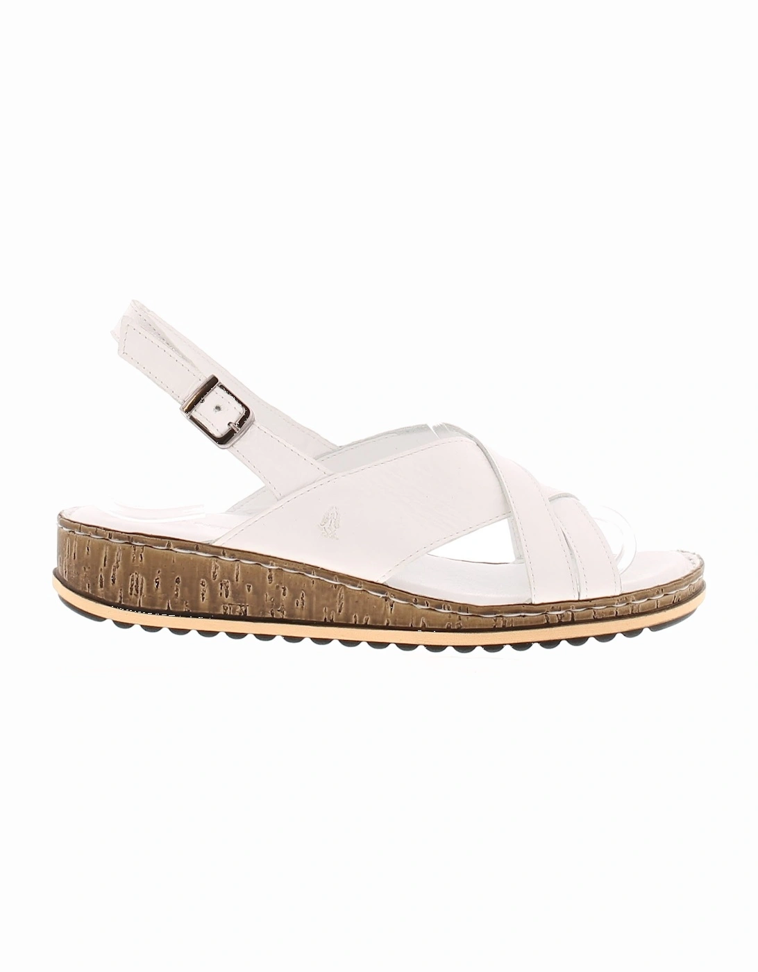 Womens Sandals Low Wedge Elena Leather Buckle white UK Size