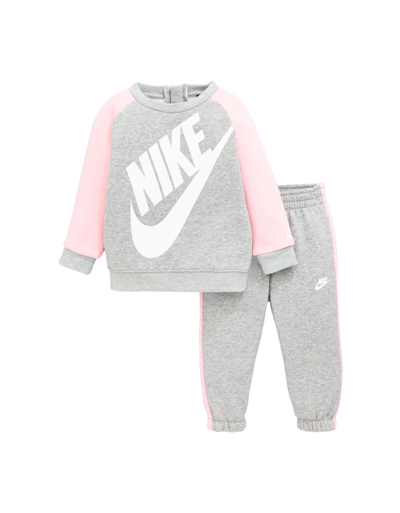 Infant Girls Futura Crew And Jogger Set - Dark Grey