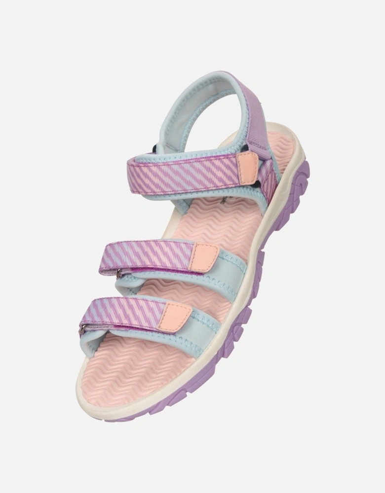 Childrens/Kids Tonal Stripe 3 Touch Fastening Strap Sandals