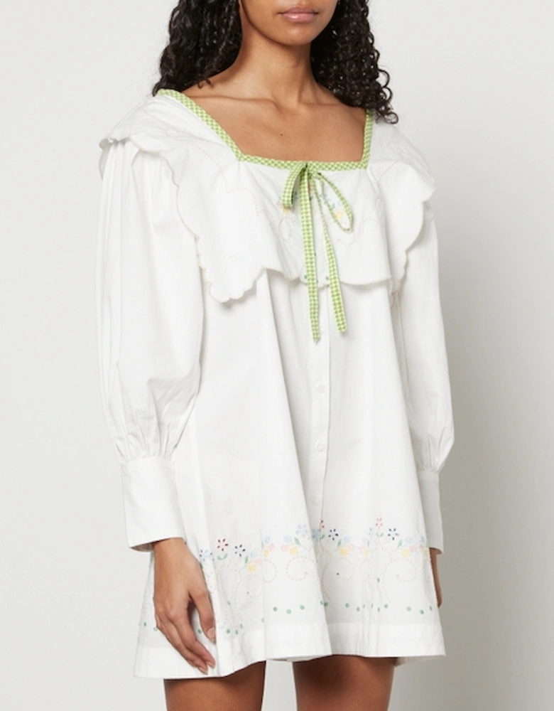 Mala Embroidered Organic Cotton-Poplin Mini Dress