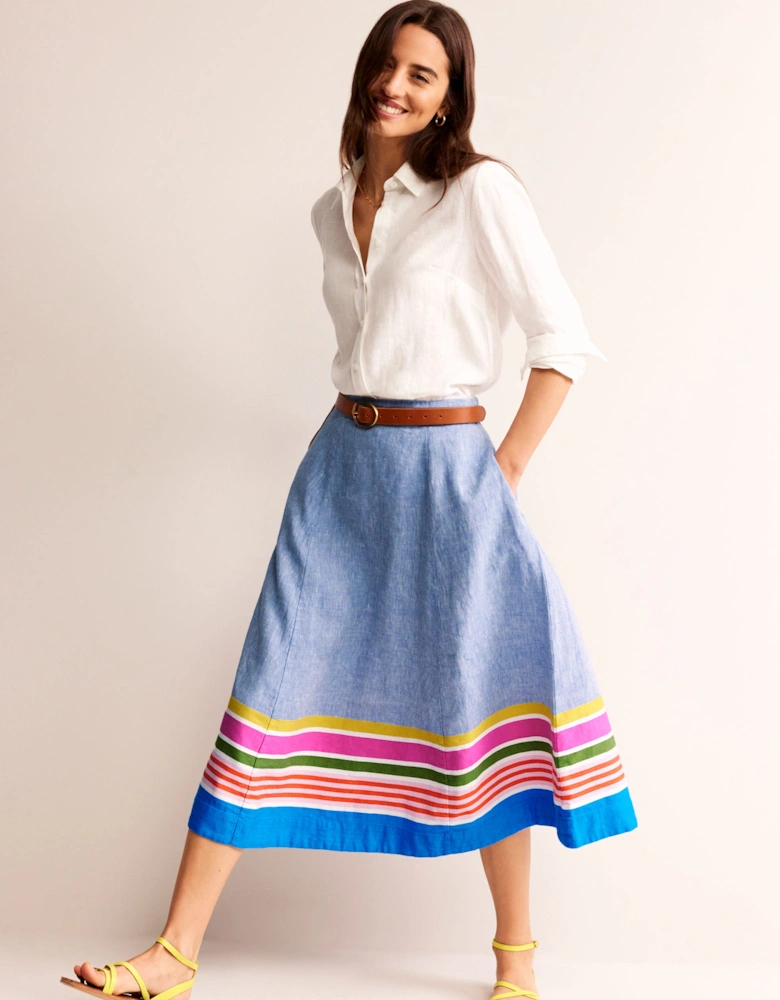 Stripe Hem Linen Skirt