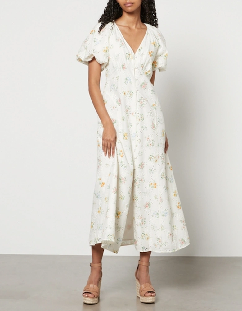 Lennox Floral-Print Broderie Anglaise Organic Cotton Dress