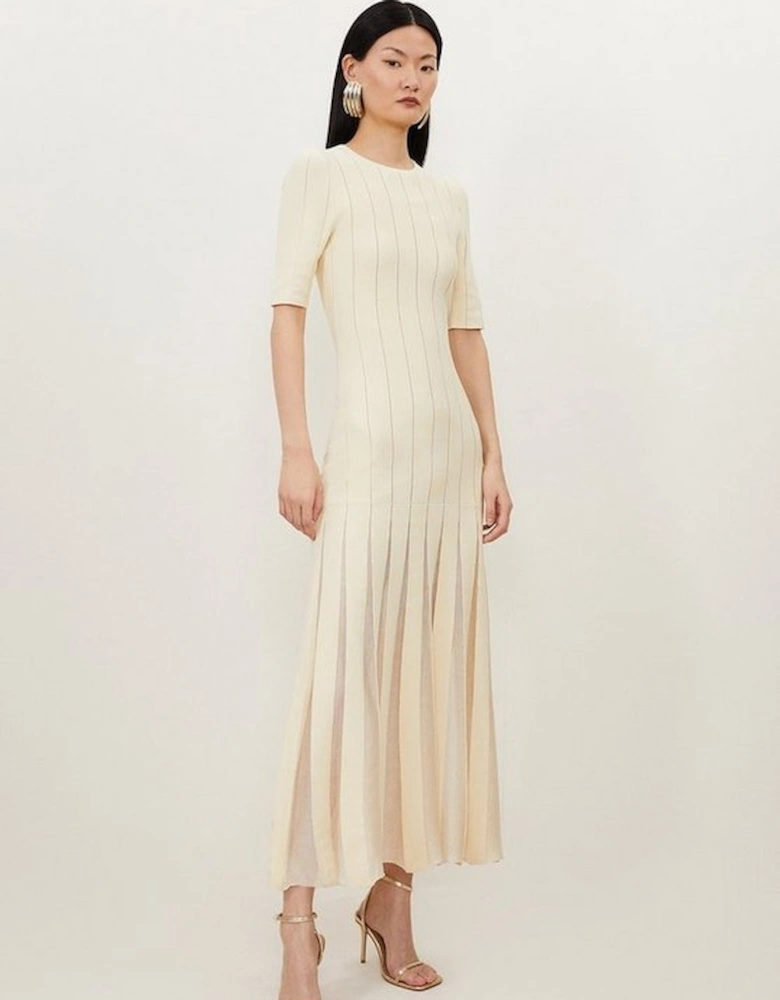 Viscose Blend Filament Full Skirt Knit Midi Dress