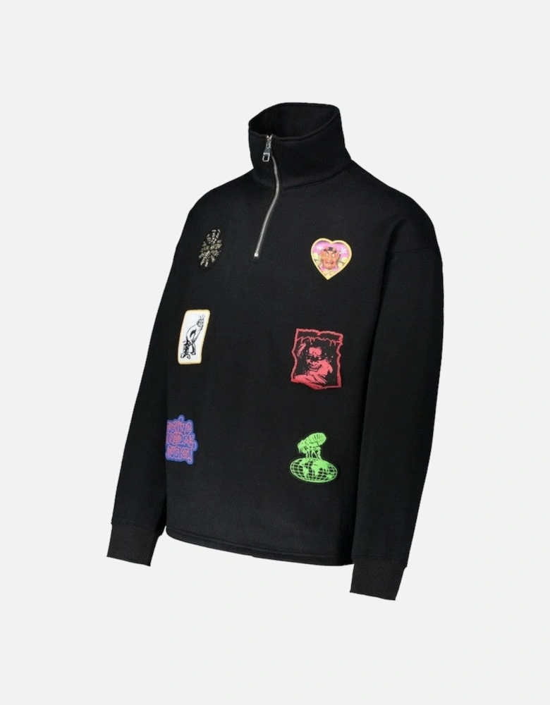 Patches 1/4 Zip - Black